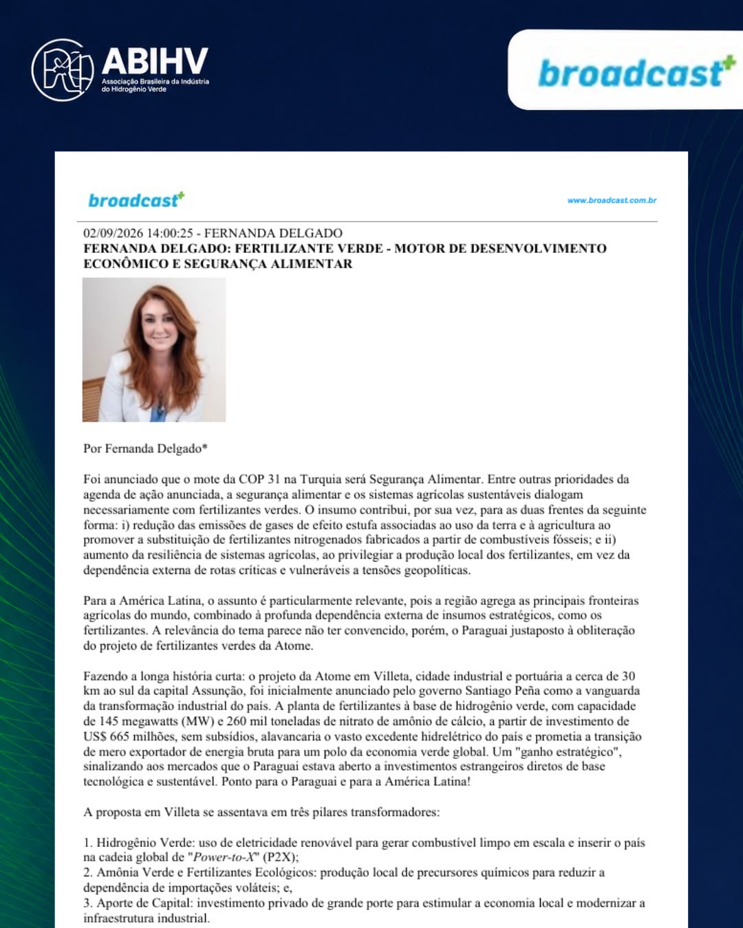 Post de Associação Brasileira do Hidrogênio Verde